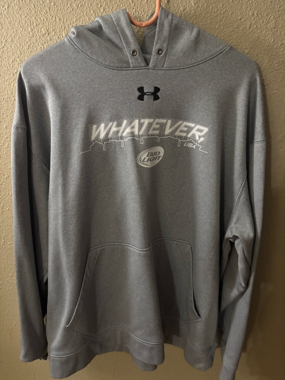 Under Armour Gray Pullover Hoodie with 'WHATEVER' Graphic